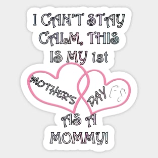 First Mothers Day Mommy Shirt Quote Hearts Baby Footprint Gift Sticker